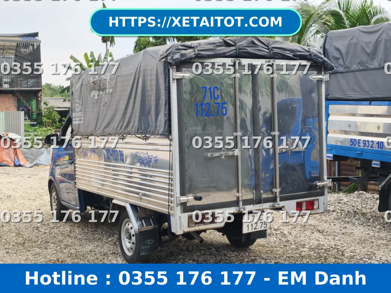 Teraco 100 thùng bạt cũ đuôi xe Teraco 100 thùng mui bạt - Đời 2021 nhìn từ phía trước đuôi xe